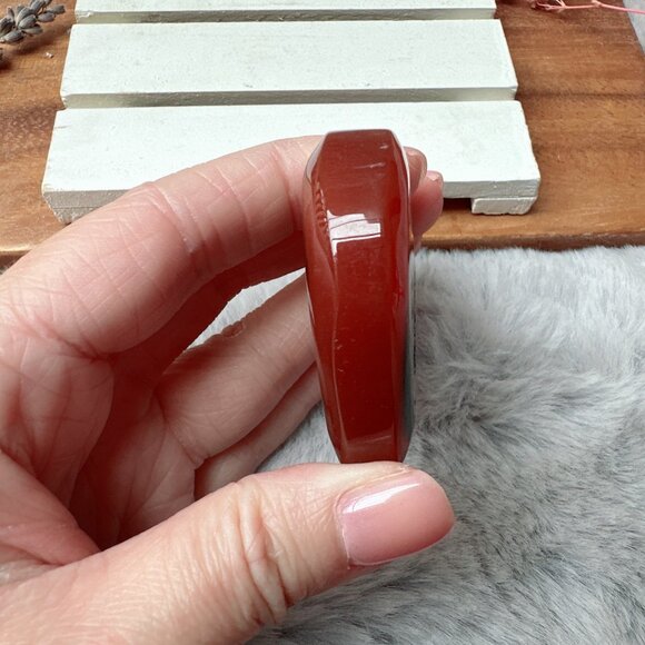Cute Small Carnelian with Druzy Heart Carving - Picture 2 of 5